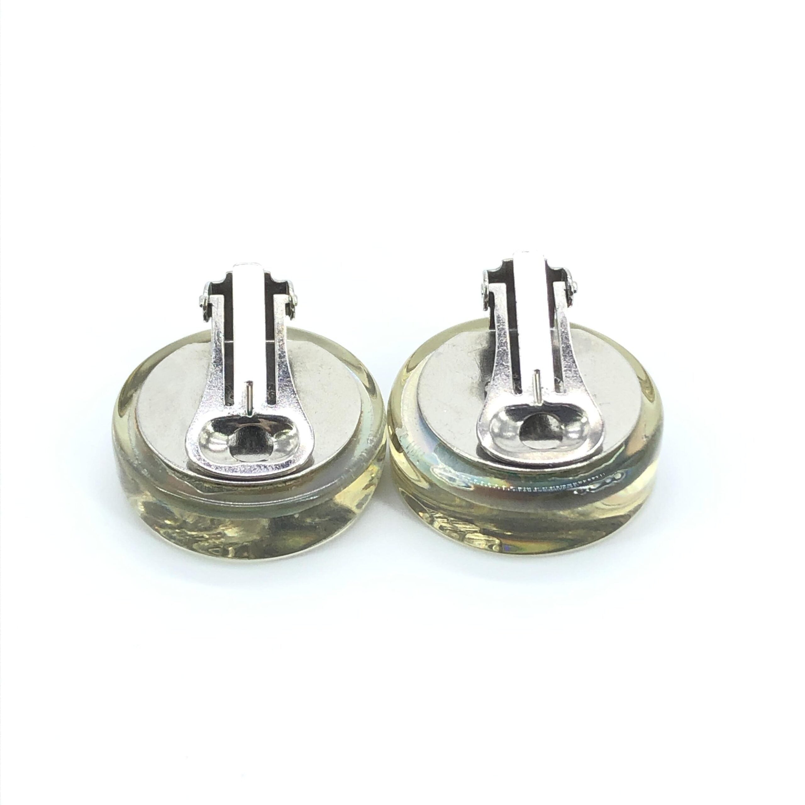 Chanel Vintage Holographic Logo Clip-On Earrings Chanel