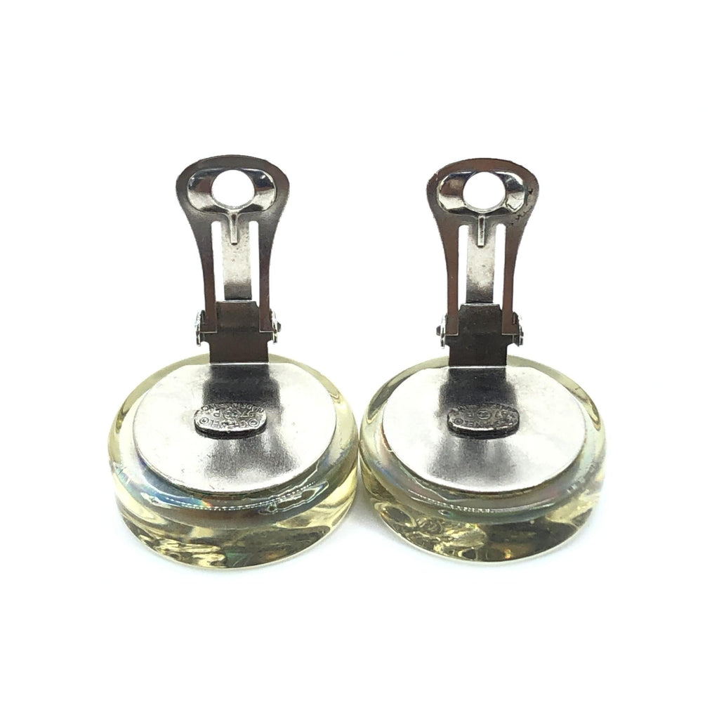 Chanel Vintage Holographic Logo Clip-On Earrings Chanel
