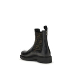 Fendi Black Calf Leather Bos Taurus Ankle Boots Fendi