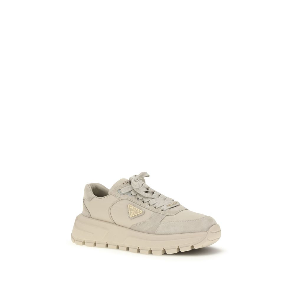 Prada Beige Calf Leather Bos Taurus Athletic Sneakers Prada