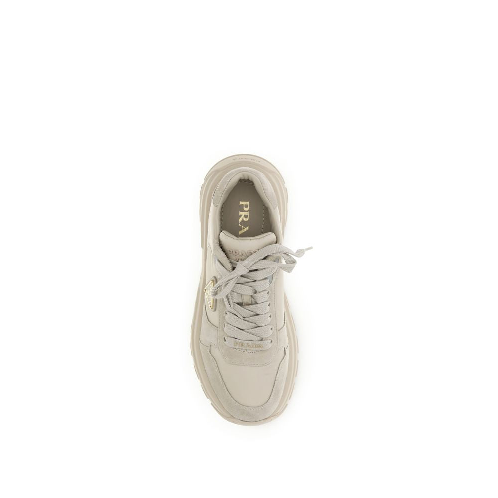Prada Beige Calf Leather Bos Taurus Athletic Sneakers Prada