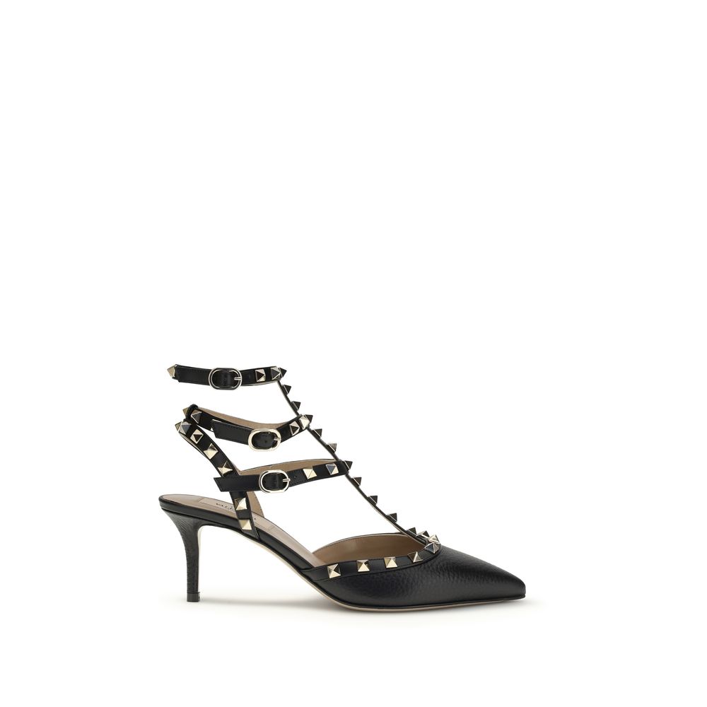 Valentino Garavani Black Calf Leather Bos Taurus High Heel Pumps Valentino Garavani