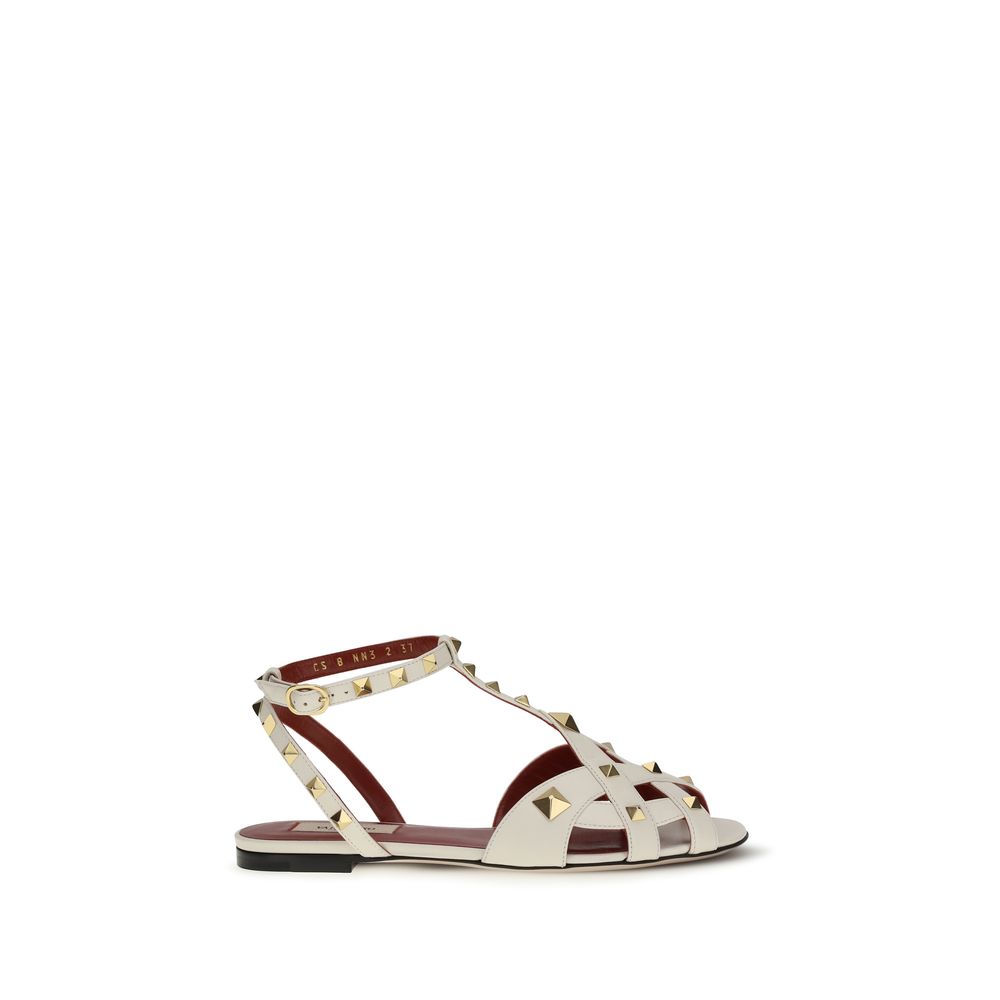 Valentino Garavani Beige Goatskin Flat Sandals Valentino Garavani