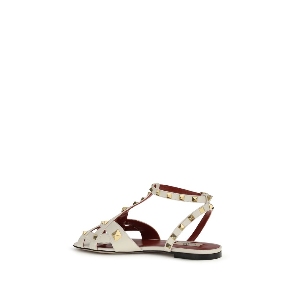 Valentino Garavani Beige Goatskin Flat Sandals Valentino Garavani