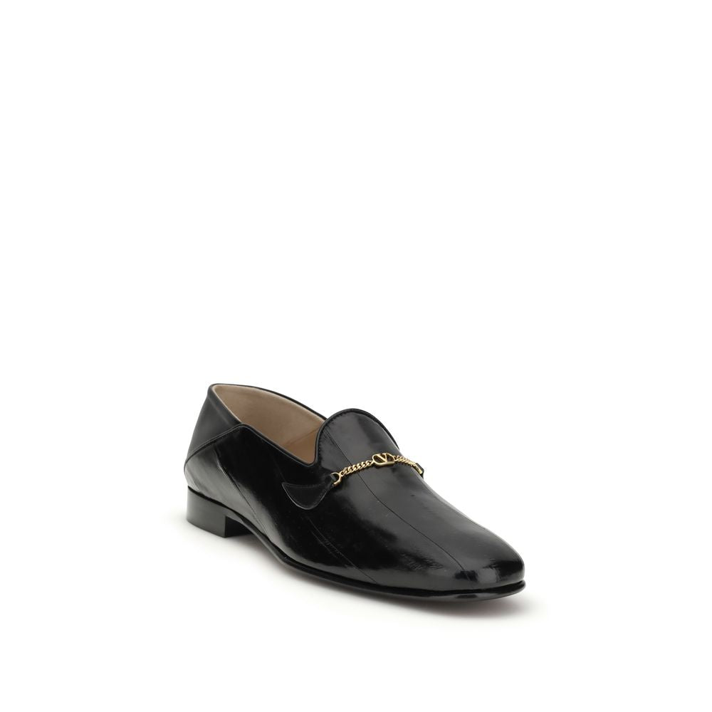Valentino Garavani Black Calf Leather Bos Taurus Slip-On Loafers Valentino Garavani