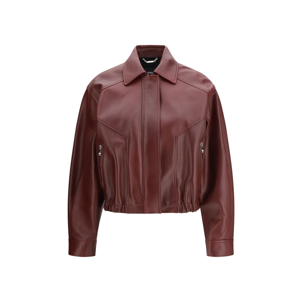 Versace Bordeaux Calf Leather Bos Taurus Leather Jacket Versace