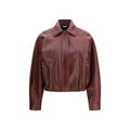 Versace Bordeaux Calf Leather Bos Taurus Leather Jacket Versace