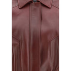 Versace Bordeaux Calf Leather Bos Taurus Leather Jacket Versace