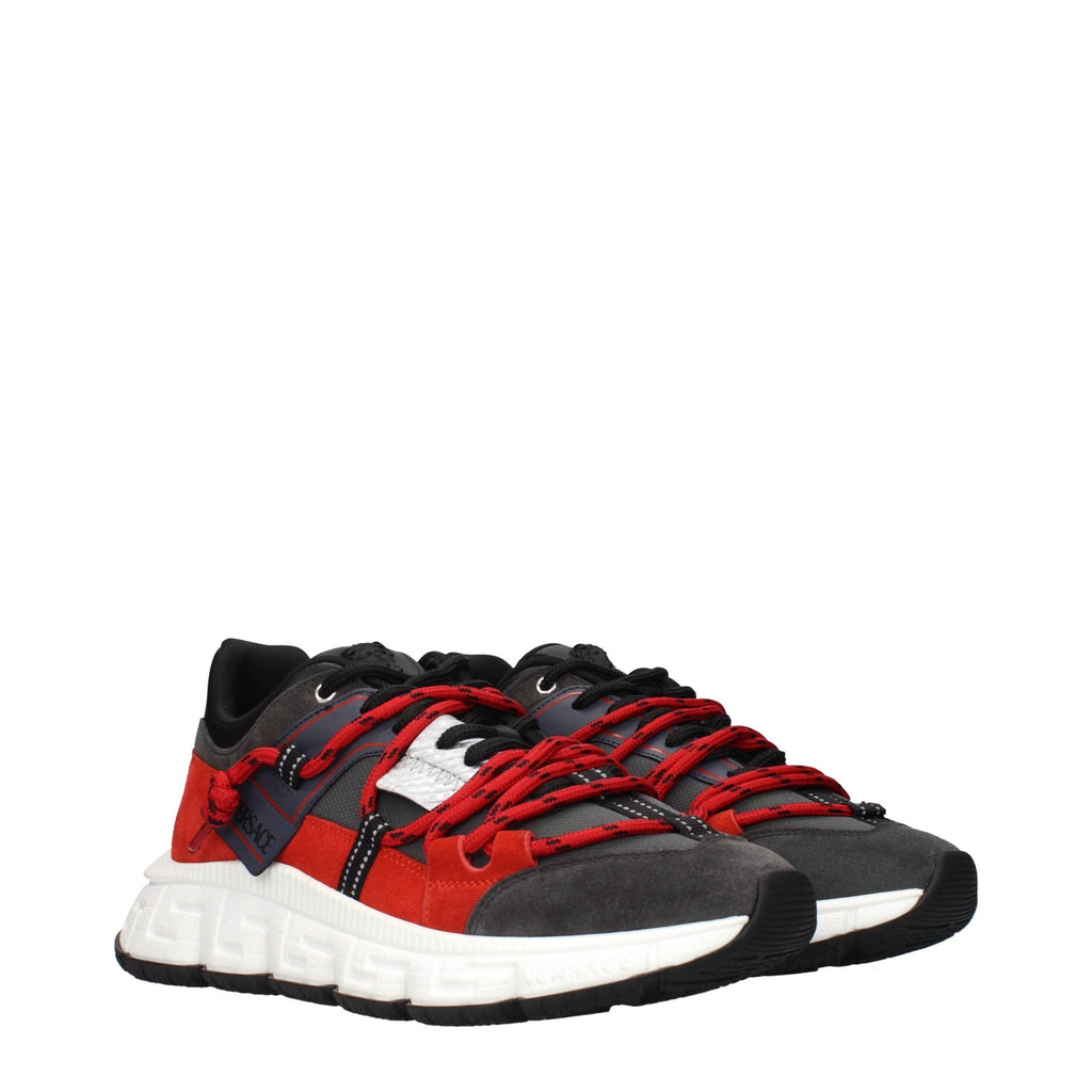 Versace Gray Leather Chunky Sneakers Versace