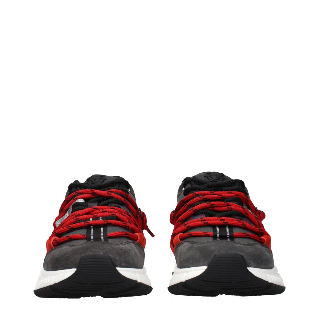 Versace Gray Leather Chunky Sneakers Versace