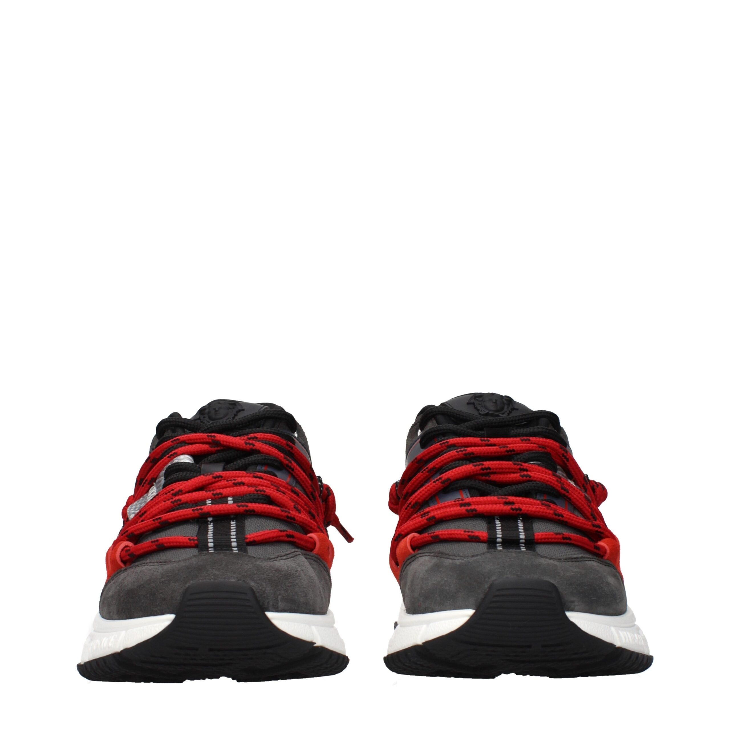 Versace Gray Leather Chunky Sneakers Versace