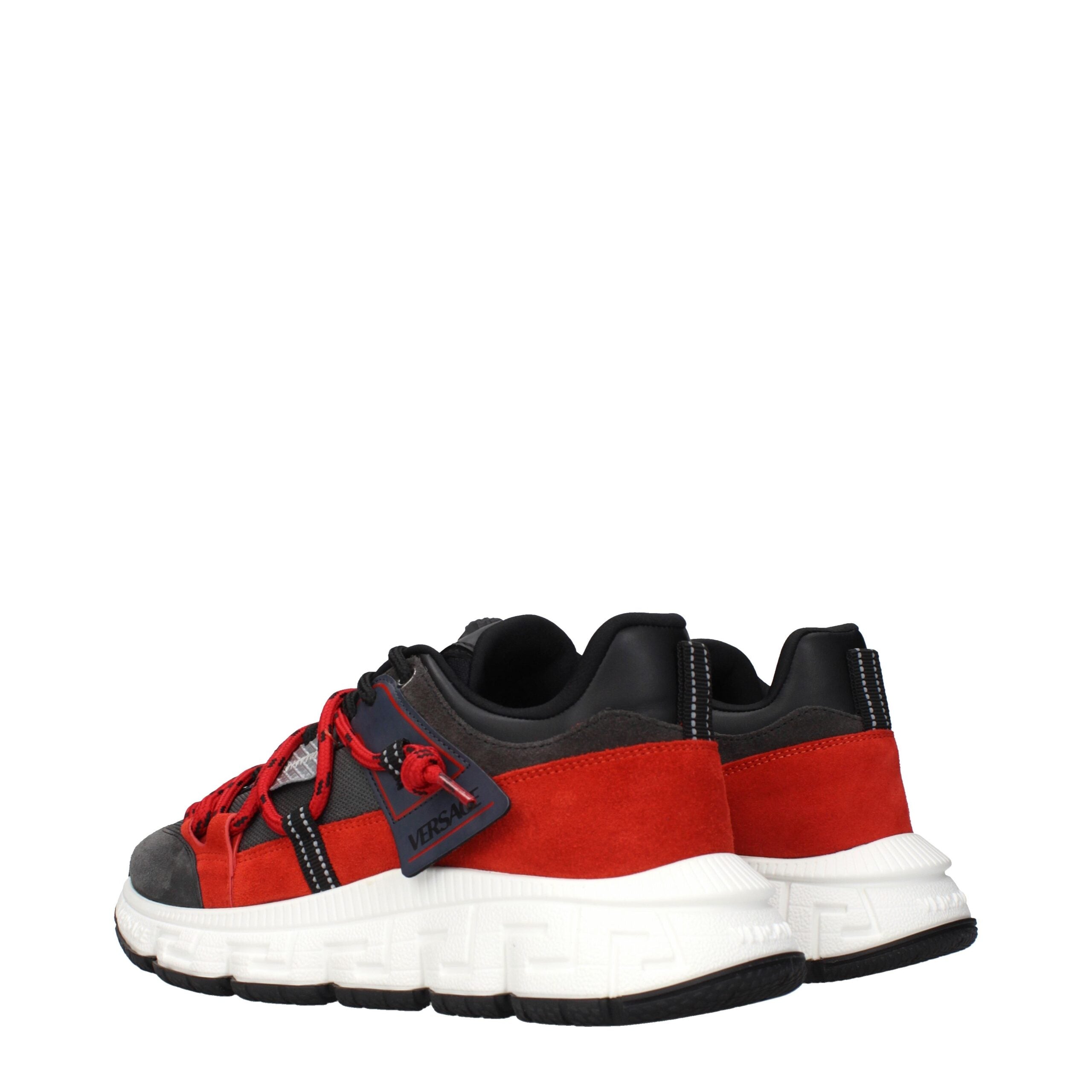 Versace Gray Leather Chunky Sneakers Versace