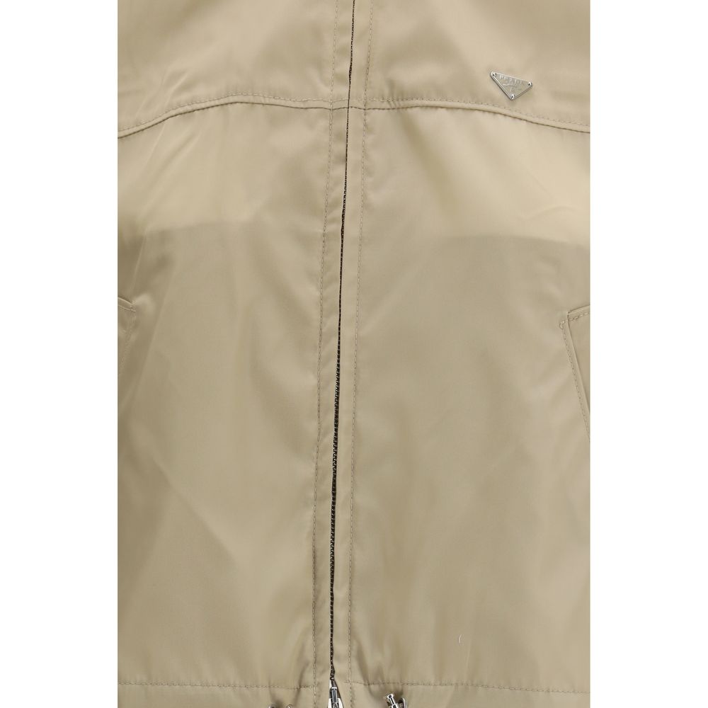 Prada Beige Recycled Polyamide Shell Jacket Prada