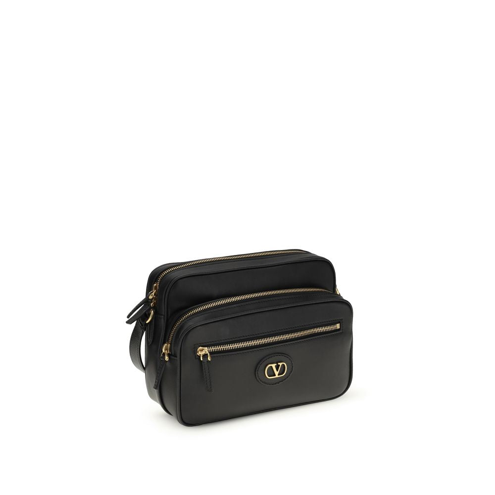 Valentino Garavani Black Calf Leather Bos Taurus Shoulder Bag Valentino Garavani