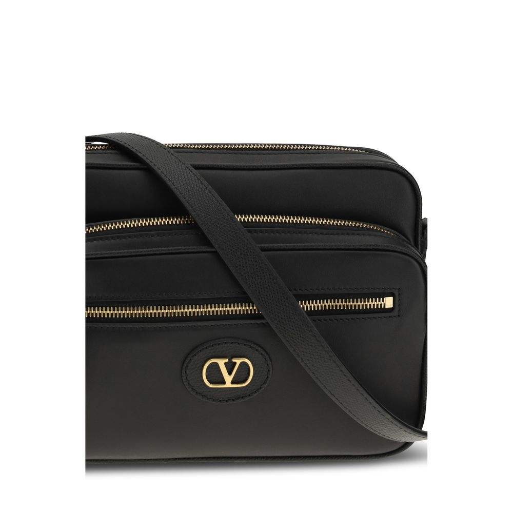 Valentino Garavani Black Calf Leather Bos Taurus Shoulder Bag Valentino Garavani