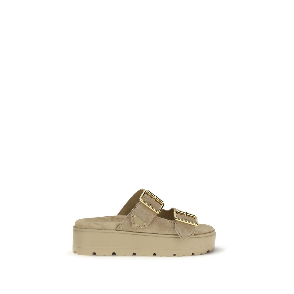 Prada Beige Calf Leather Bos Taurus Platform Sandals Prada