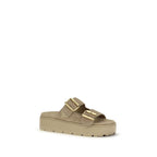 Prada Beige Calf Leather Bos Taurus Platform Sandals Prada