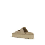 Prada Beige Calf Leather Bos Taurus Platform Sandals Prada