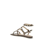Valentino Garavani Brown Calf Leather Bos Taurus Strap-On Sandals Valentino Garavani