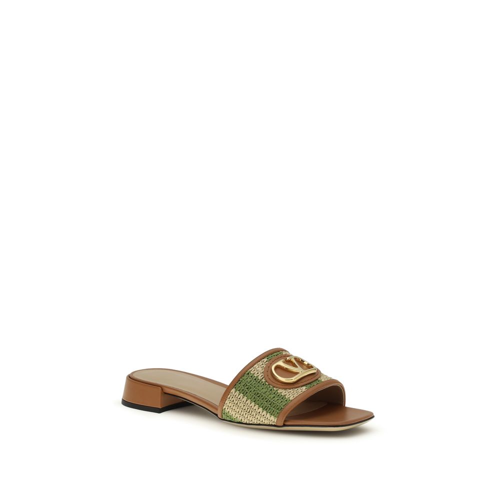 Valentino Garavani Multicolor Viscose Flat Sandals Valentino Garavani