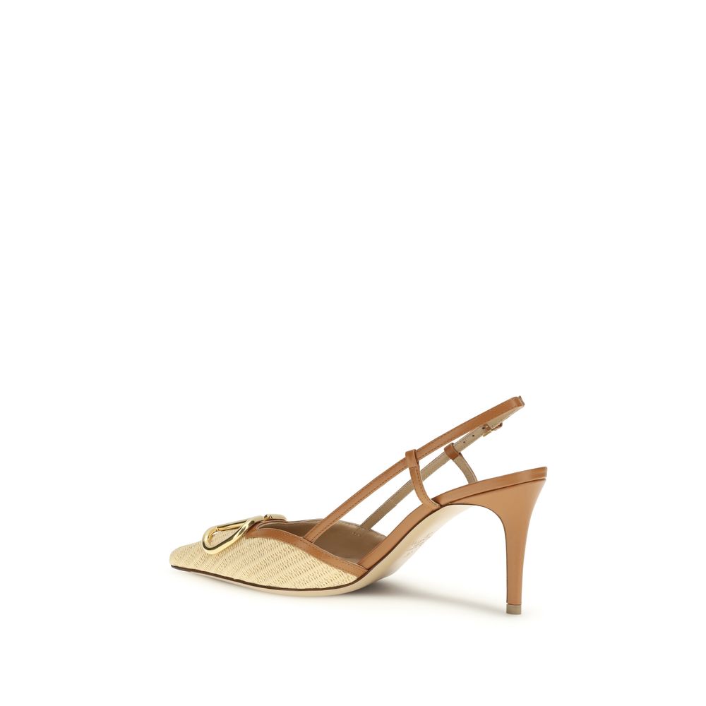 Valentino Garavani Beige Calf Leather Bos Taurus High Heel Pumps Valentino Garavani