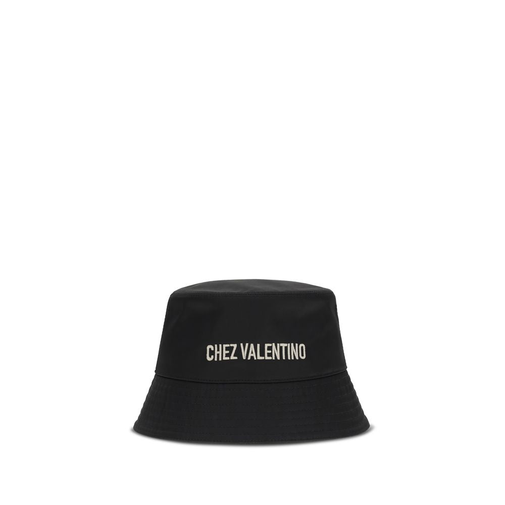 Valentino Garavani Black Cotton Bucket Hat Valentino Garavani