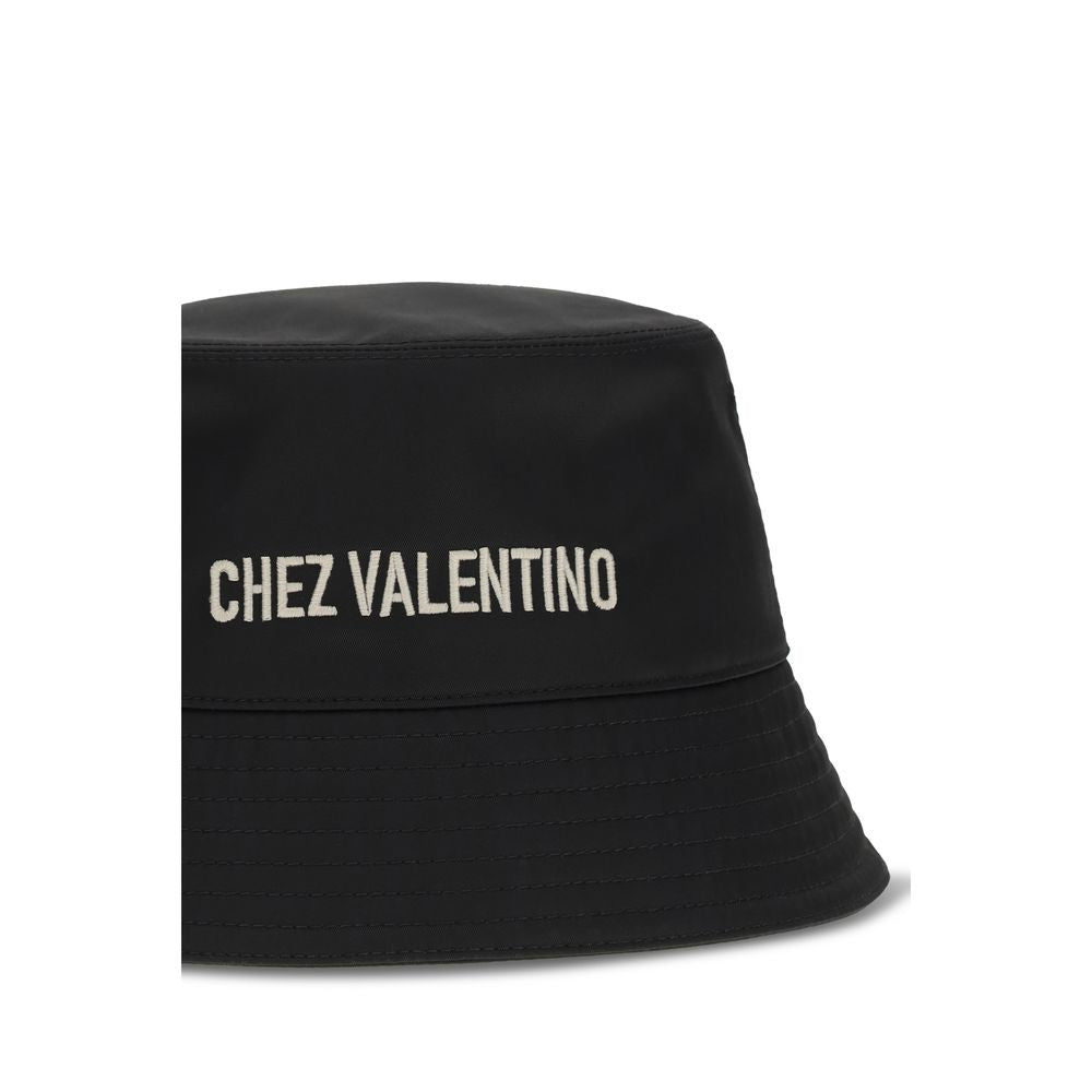 Valentino Garavani Black Cotton Bucket Hat Valentino Garavani
