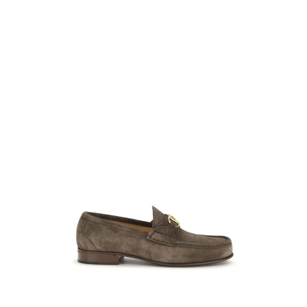 Valentino Garavani Brown Calf Leather Bos Taurus Slip-On Loafers Valentino Garavani