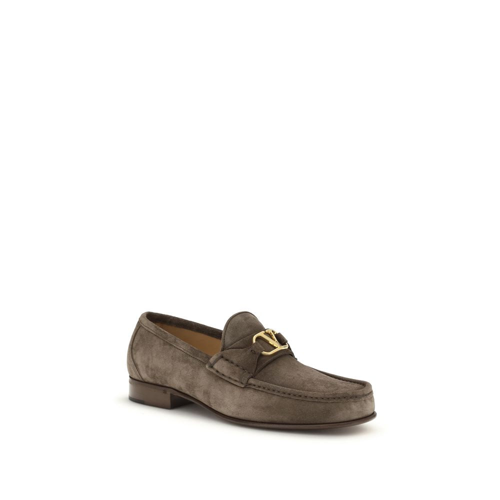 Valentino Garavani Brown Calf Leather Bos Taurus Slip-On Loafers Valentino Garavani