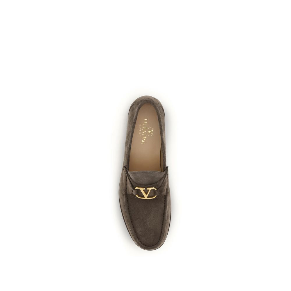 Valentino Garavani Brown Calf Leather Bos Taurus Slip-On Loafers Valentino Garavani