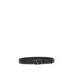 Valentino Garavani Black Calf Leather Bos Taurus Regular Belt Valentino Garavani