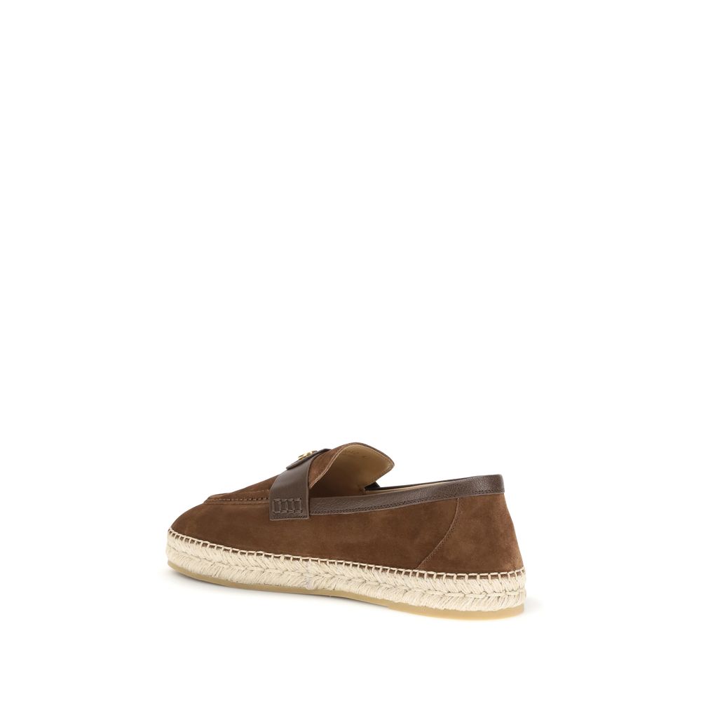 Valentino Garavani Brown Calf Leather Bos Taurus Espadrilles Valentino Garavani
