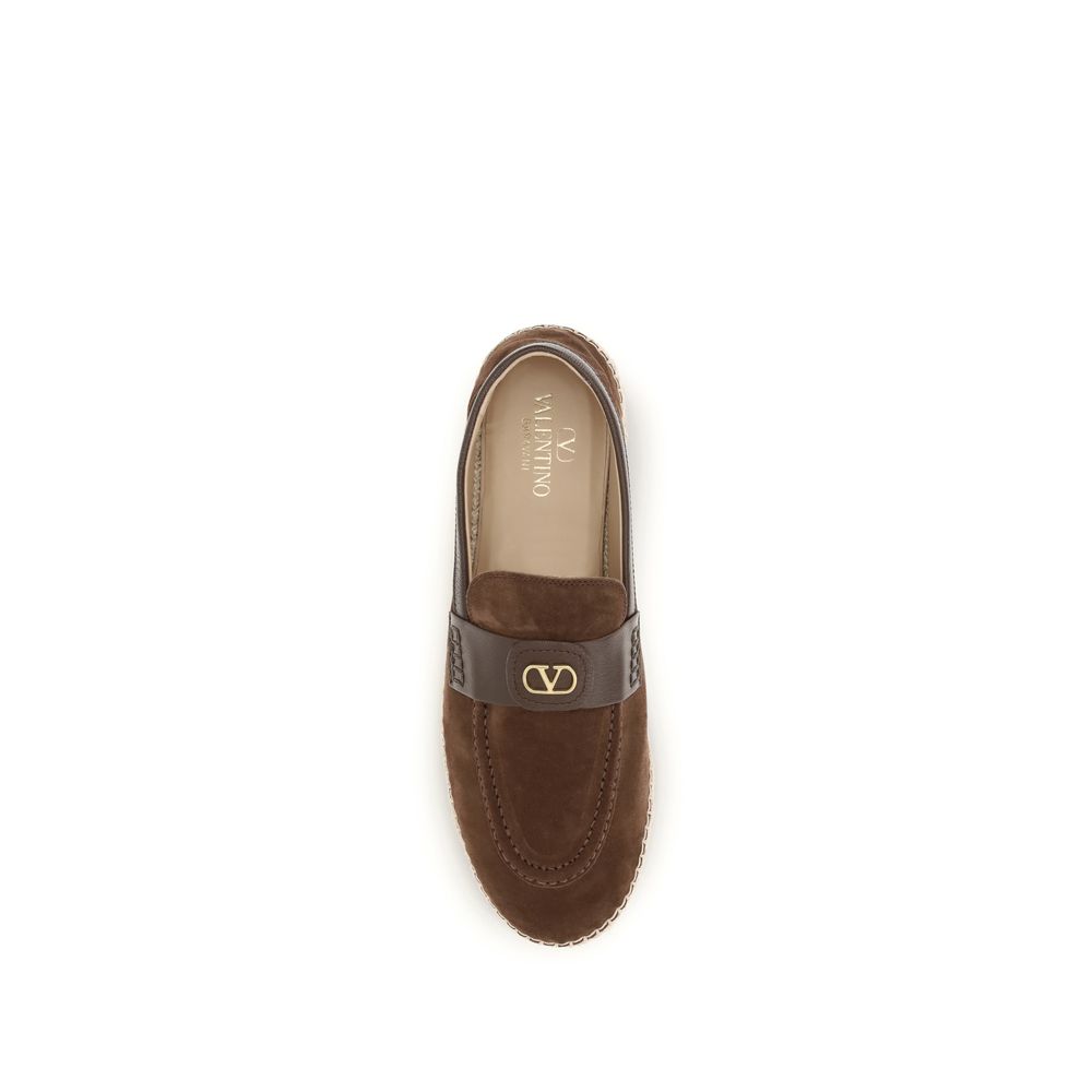 Valentino Garavani Brown Calf Leather Bos Taurus Espadrilles Valentino Garavani