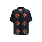 Valentino Black Linen Pattern Shirt Valentino