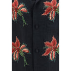 Valentino Black Linen Pattern Shirt Valentino