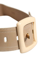 Prada Beige Leather Logo Wide Waist Women Square Buckle Belt Prada