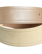 Prada Beige Leather Logo Wide Waist Women Square Buckle Belt Prada