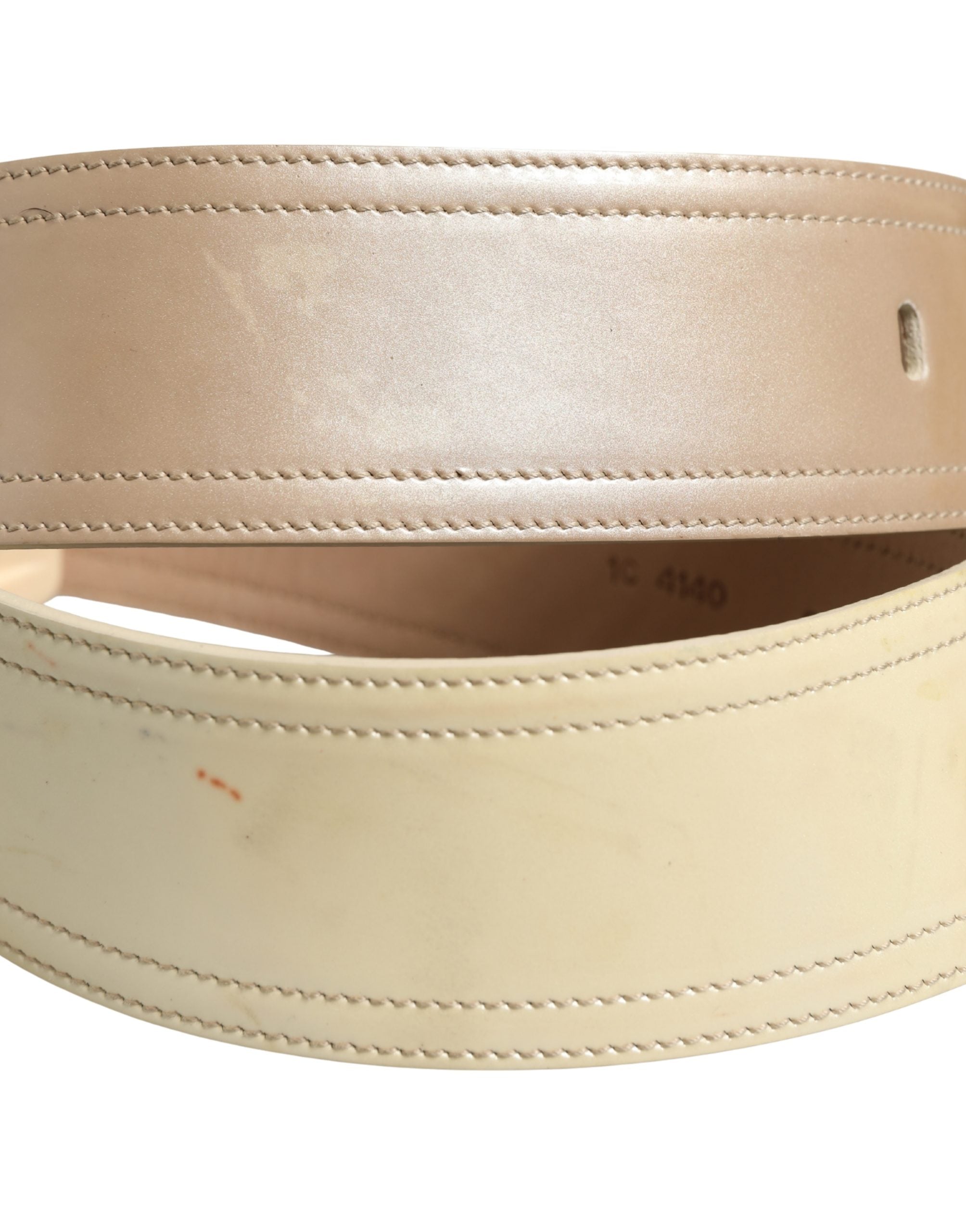 Prada Beige Leather Logo Wide Waist Women Square Buckle Belt Prada