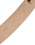 Prada Beige Leather Logo Wide Waist Women Square Buckle Belt Prada