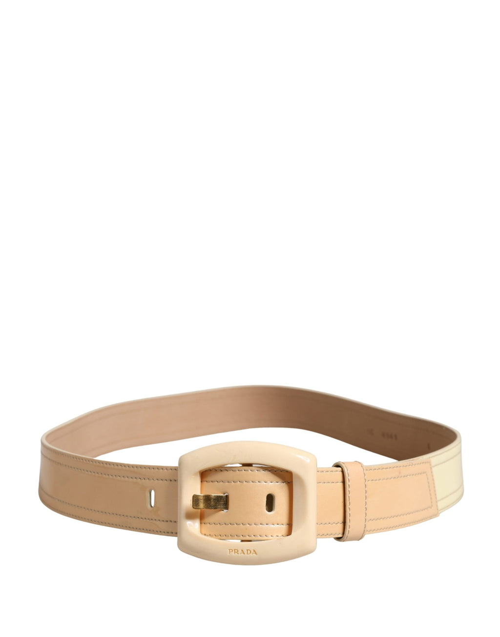 Prada Beige Leather Logo Wide Waist Women Square Buckle Belt Prada