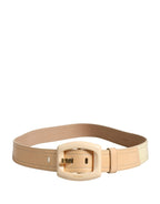 Prada Beige Leather Logo Wide Waist Women Square Buckle Belt Prada