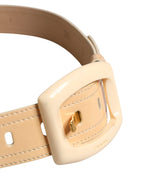 Prada Beige Leather Logo Wide Waist Women Square Buckle Belt Prada