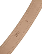 Prada Beige Leather Logo Wide Waist Women Square Buckle Belt Prada