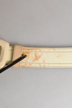 Prada Beige Leather Logo Wide Waist Women Square Buckle Belt Prada