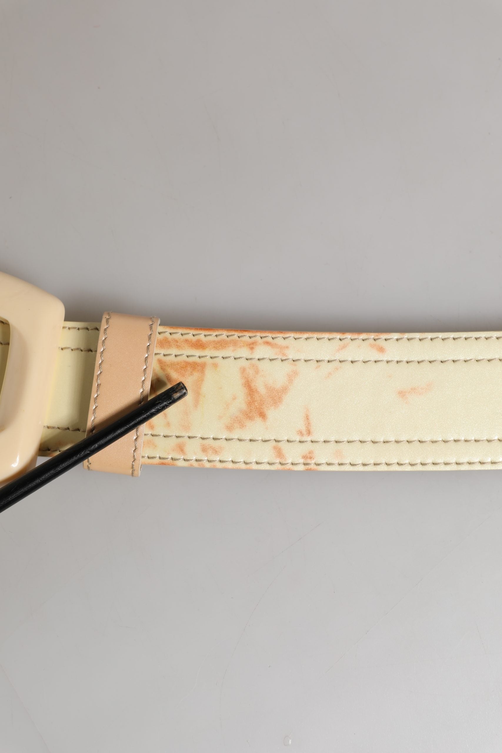 Prada Beige Leather Logo Wide Waist Women Square Buckle Belt Prada