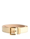 Prada Beige Leather Logo Waist Women Gold Metal Buckle Belt Prada