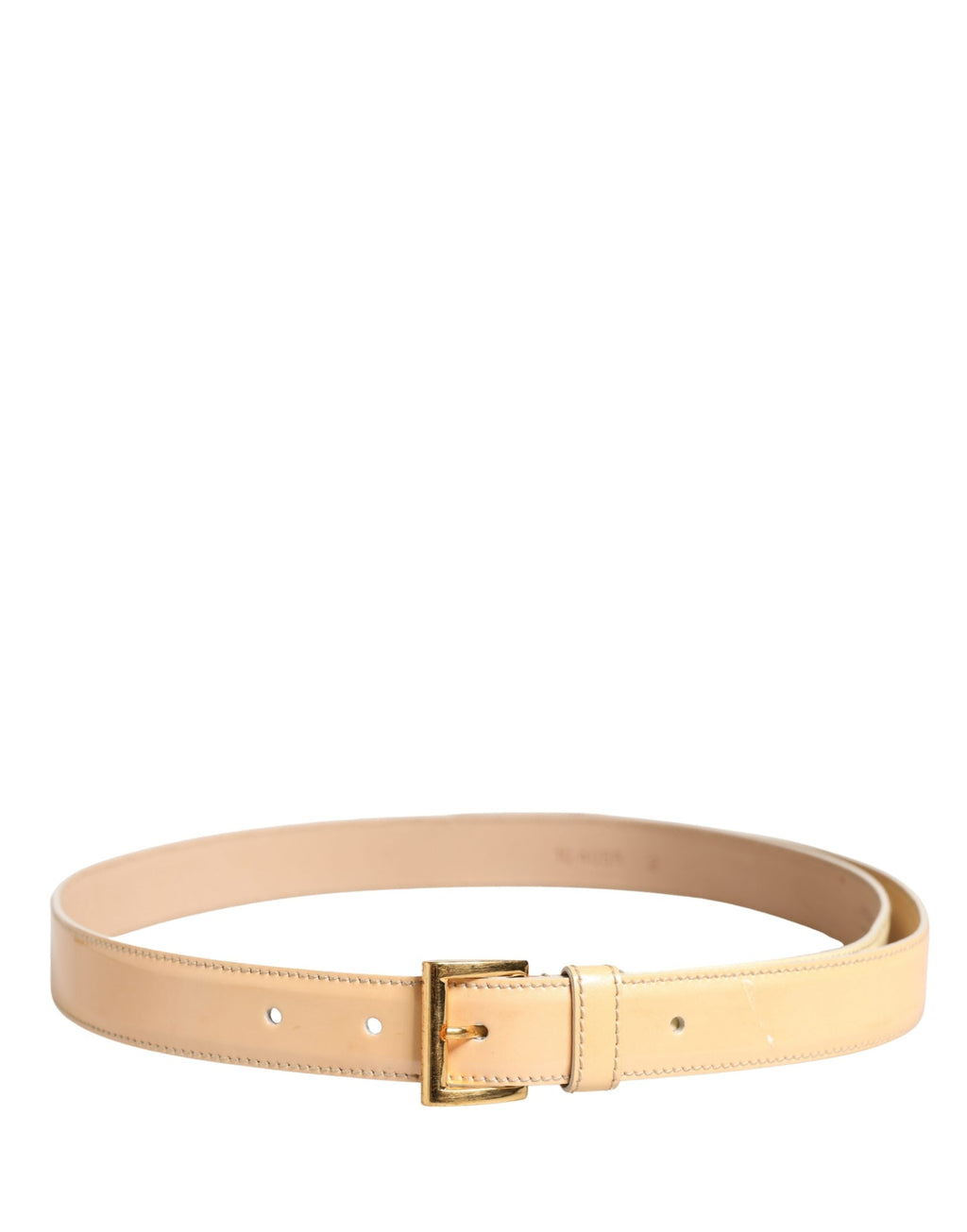 Prada Beige Leather Logo Waist Women Gold Metal Buckle Belt Prada