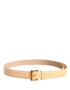 Prada Beige Leather Logo Waist Women Gold Metal Buckle Belt Prada