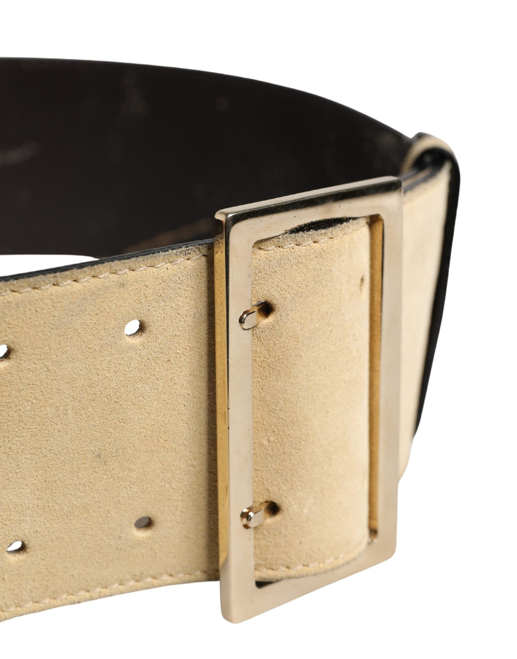 Versace Beige Suede Leather Silver Metal Buckle Belt Versace