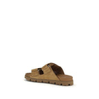 Prada Brown Calf Leather Bos Taurus Strap-On Sandals Prada